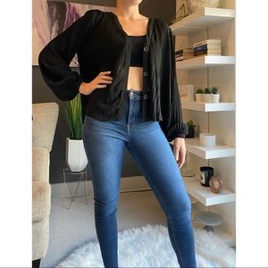 Zara Pleated Three Button Top